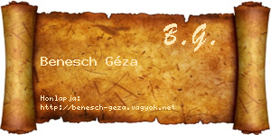 Benesch Géza névjegykártya